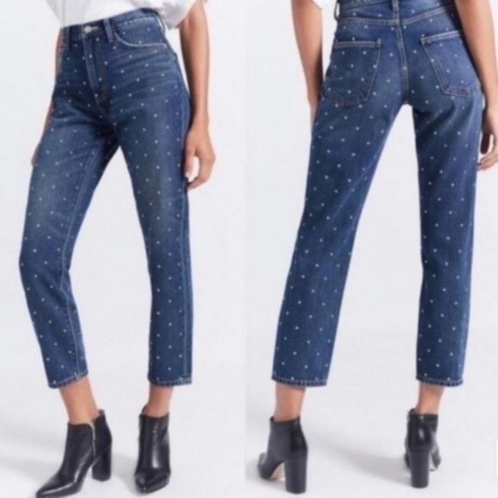 Current/Elliott Vintage Cropped high waist Slim Studded jeans size 29